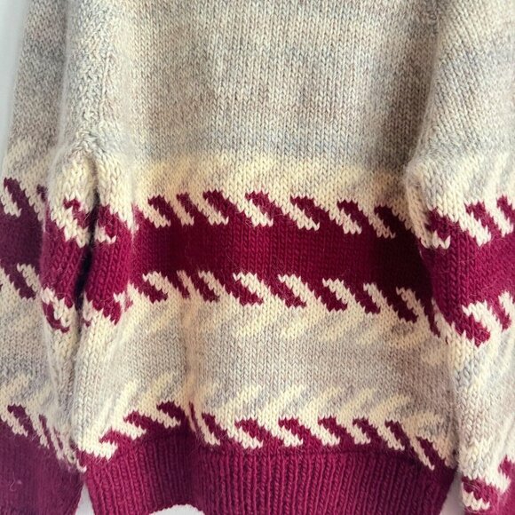 Vintage Wool Handmade Geometric Print Winter Holiday Pullover L - Picture 8 of 9